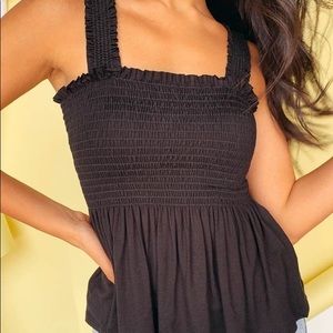 Frill Babydoll Smocked Peplum Tank